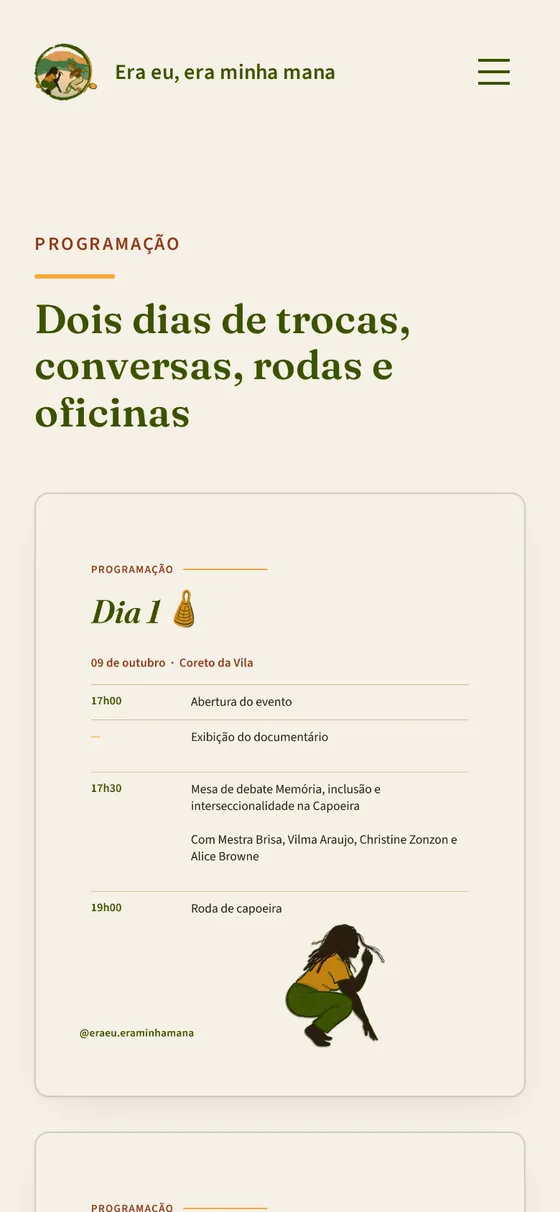 Programação do Dia 1 no mesmo desenho dos posts
