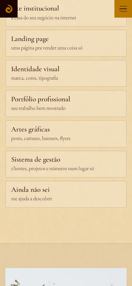 Primeira pergunta do formulário: o que você quer construir