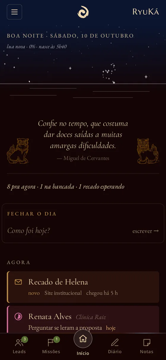 Página do dia à noite, com estrelas