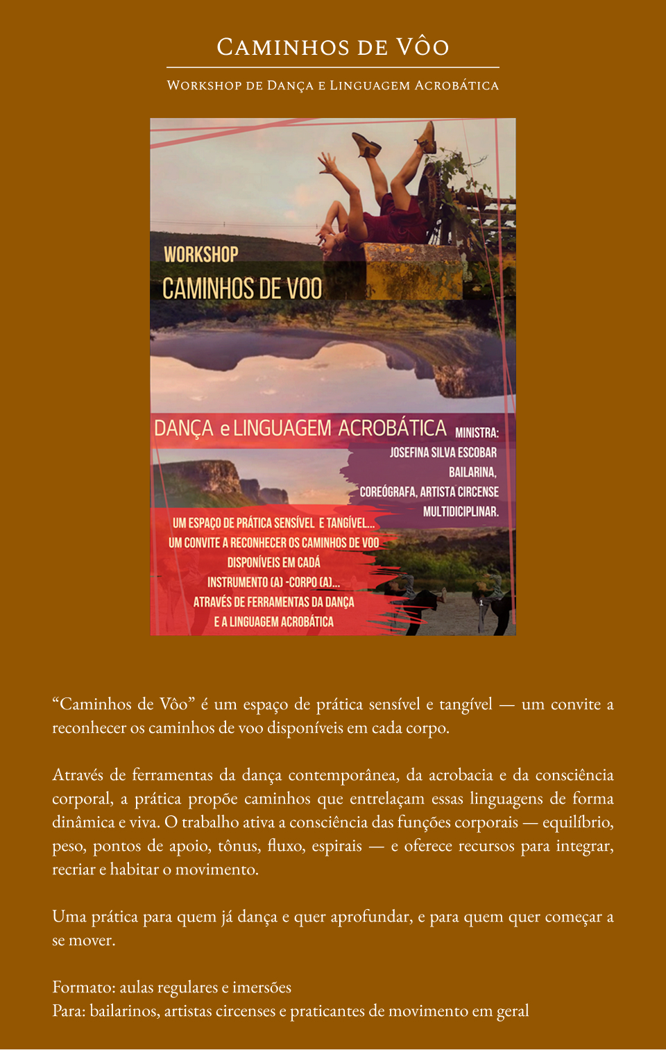 Galeria do projeto Josefina Silva Escobar — Dançarina, Artista Circense e Pesquisadora do Movimento